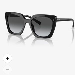 Prada Sunglasses SPR23Z 16K-5S0 Black Square Frames Dark Grey Lens 54-18-145